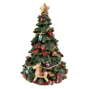 Muziekdoos Kerstboom 19 cm Groen Kunststof Kerstdecoratie Beeld - Decoratief Figuur Decoratieve Accessoires