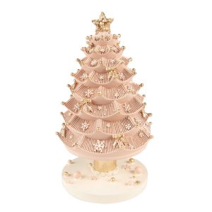 Muziekdoos Kerstboom 20 cm Roze Kunststof Kerstdecoratie Beeld - Decoratief Figuur Decoratieve Accessoires
