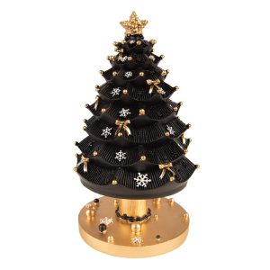 Muziekdoos Kerstboom 20 cm Zwart Kunststof Kerstdecoratie Beeld - Decoratief Figuur Decoratieve Accessoires