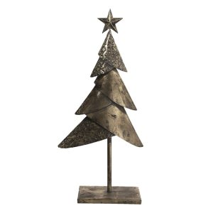 Beeld Kerstboom 25x12x55 cm Koperkleurig ijzer - kerstdecoratie - accessoires
