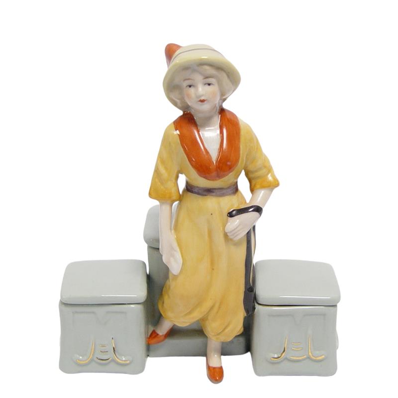 Mosterdpotje - Deftige dame - Porselein - 15,5 cm H