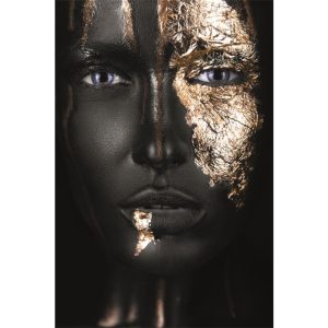 Plexiglasschilderij Mondiart Vrouw gouden accent 100x150 cm acrylicart exclusieve collectie