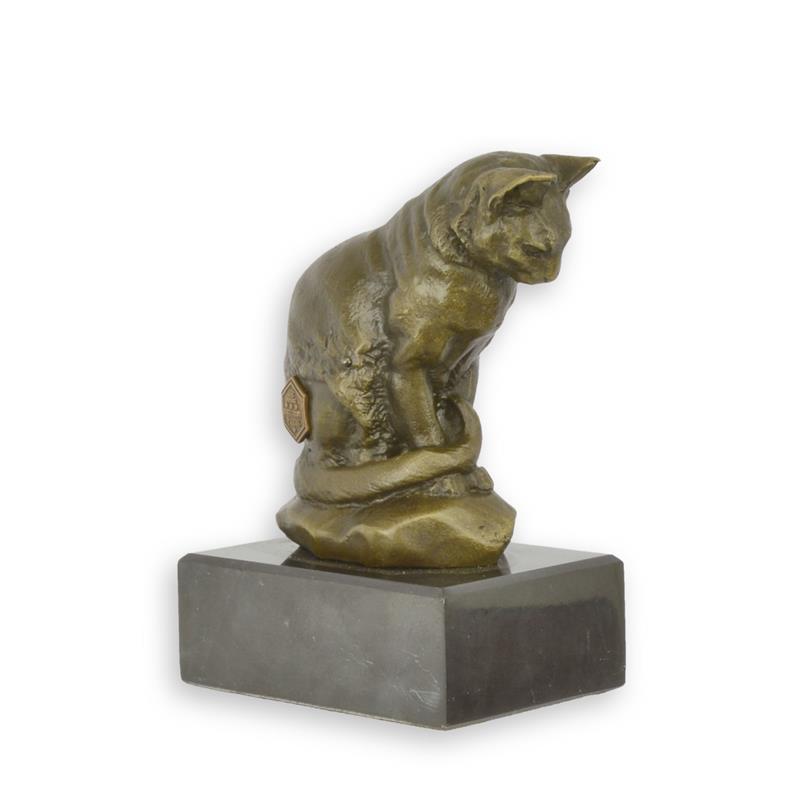 Zittende kat - Bronzen beeld - sculptuur - h11,9 cm