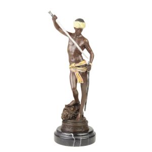 David en Goliath, overwinning - Bronzen beeld - Gedetailleerd sculptuur - h32,8 cm