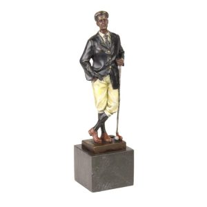 De geduldige golfer - Bronzen beeld - Geverfd sculptuur - h32 cm