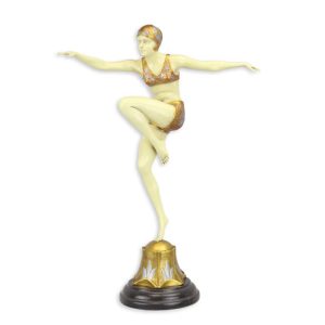 Bronzen beeld - Con Brio, Zwemster - Geverfs - 45,4 cm H