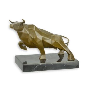 Bronzen beeld - Stier - kubistische sculptuur - 19,4 cm H