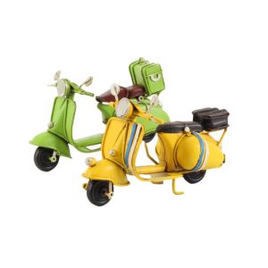 Miniatuurmodel scooter (Set van 2) - Beeld - Groen, Geel - Tinnen model - h7,5 cm
