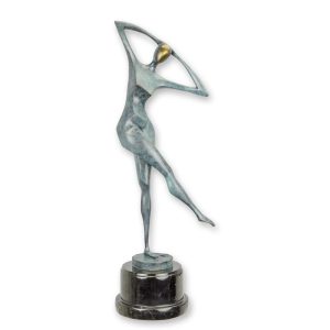 Bronzen beeld - Dansende vrouw - modernistische sculptuur - 51,3 cm H