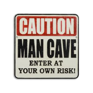 Wanddecoratie - Retro gietijzeren bord. - Caution: Man Cave