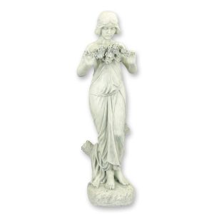 Resin beeld - Vrouw met bloemen - harssculptuur - 58,1 cm H