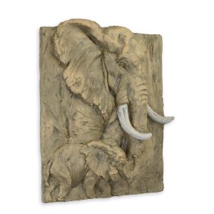 Olifant met kalf - Wanddecoratie - 3D muur plaquette - MGO