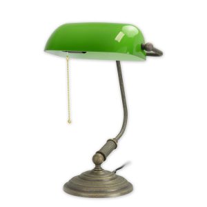 Bankierslamp - Messing met groene kap - Tafellamp - H38,4 cm