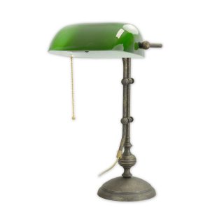 Tafellamp - Klassieke bankierslamp - Groen en Messing - H52,5 cm