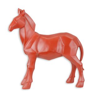 Resin beeld - Polygoon figuur paard - Rood sculptuur - 23,5 cm H