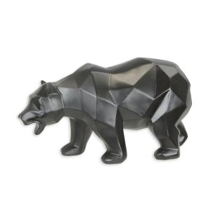Polyresin beeld - Zwarte beer  - Polygon Veelhoek figuratief - 14,1 cm H