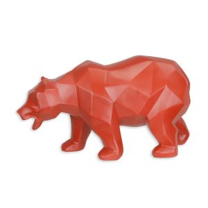 Polyresin beeld - Rode beer - Polygon Veelhoek figuratief - H14,1 cm