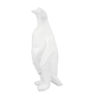 Resin beeld - Polygoon figuur pinguin - Wit sculptuur - H48,6 cm Baakman