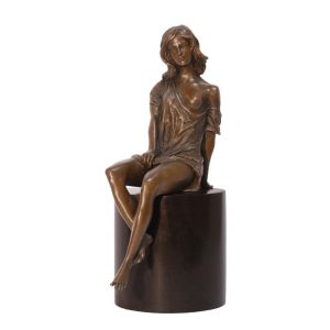 Halfnaakte dame - Bronzen beeld - sculptuur - h27,1 cm