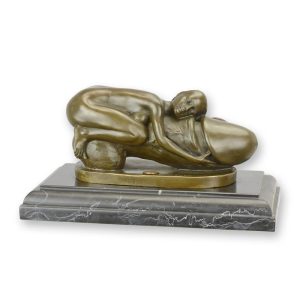 Bronzen beeld - Vrouw en fallus - Erotisch sculptuur - 12,2 cm H