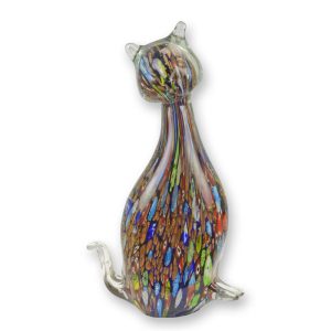 Kat - Glazen beeld - Murano stijl - h24,2 cm
