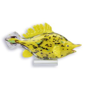 Gele vis - Glazen beeld - Murano stijl - h14,3 cm