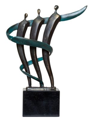 Brons beeld Zakelijk sculptuur “Eensgezind” H 22 cm Martinique