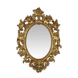 Spiegel - Ovaalvormige goudkleurige spiegel - resin lijst