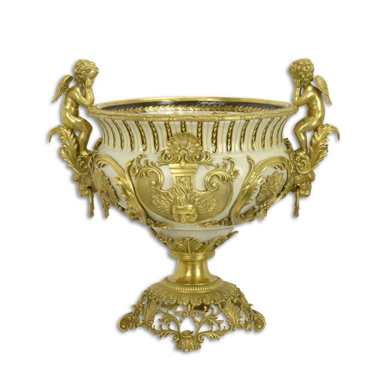 dok Top de jouwe Bronzen decoratie - Bloempot - Porseleinen vaas - h60 cm