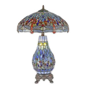 Tiffany tafellamp - Glas in lood - Libelle blauw