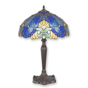 Tiffany tafellamp - Glas in lood - Aqua water decoratie - H63 cm Lumilamp