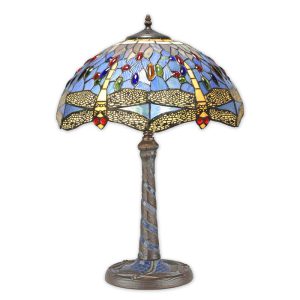 Tiffany tafellamp - Glas in lood - Libelles - blauw - 59 cm H