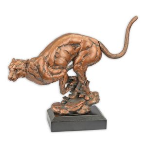 Resin beeld - Rennende luipaard - Dieren figuren - 24,2 cm H