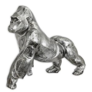 Beeld van kunsthars - Gorilla - zilverkleurig - Resin - 47,1 cm H