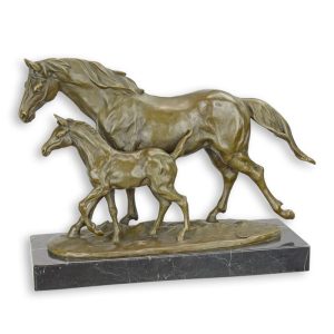 Bronzen beeld - Paard en veulen - H23,9 cm Baakman