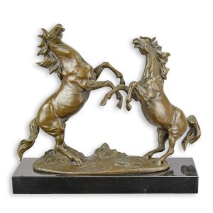 Steigerende paarden - Bronzen beeld - Op een standaard, Brons - h36,5 cm
