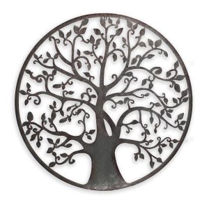 Wanddecoratie - Levensboom Modern - Metalen bladeren - H100 cm