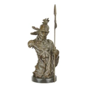 Bronzen beeld - Indiaanse figuur - Gedetailleerd beeld - H47,5 cm Baakman