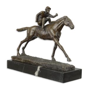 Bronzen beeld - Jockey te paard - Gedetailleerd sculptuur - H21,4 cm