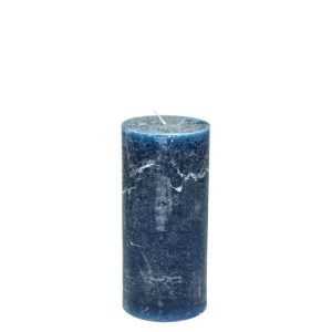 Stompkaars Donkerblauw Branded by - 7x15 cm - set van 4 - parafine