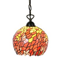 Hanglamp Tiffany 24x170 cm Oranje Metaal Glas Rond Hanglamp Eettafel Hanglampen Lumilamp