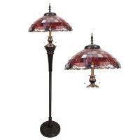 tiffany lamp - Lumilamp - vloerlamp 166 cm  -  rood glas kunststof rond staande lamp