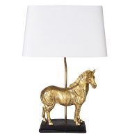 Tafellamp Paard 35x18x55 cm  Goudkleurig Wit - Kunststof Bureaulamp