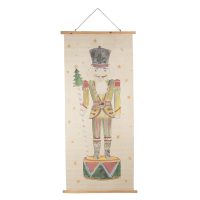 Wandkleed 70x150 cm Beige Rood Hout Textiel - Rechthoek Notenkraker wanddoek