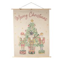 Wandkleed 120x150 cm Beige Groen Hout Textiel - Rechthoek Kerstboom wanddoek
