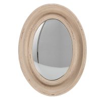 Spiegel 24x32 cm Beige Hout Ovaal - grote spiegel - wand spiegel