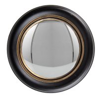 Spiegel  Ø 27 cm Zwart Goudkleurig Hout Glas Rond - grote spiegel - wand spiegel