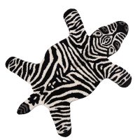 Vloerkleed Zebra 60x90 cm Zwart Wit Wol Tapijt