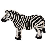 Vloerkleed Zebra 60x90 cm Zwart Wit Wol Tapijt
