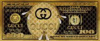 Glasschilderij - 100 dollar - Gucci